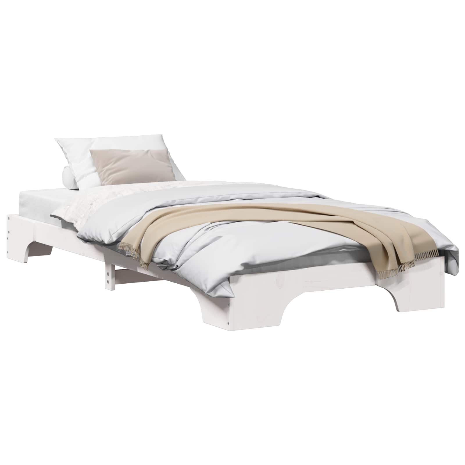 Bedframe Wit 80 x 200 cm Massief grenenhout is nu te koop bij PeponiXL, paradijselijk wonen!