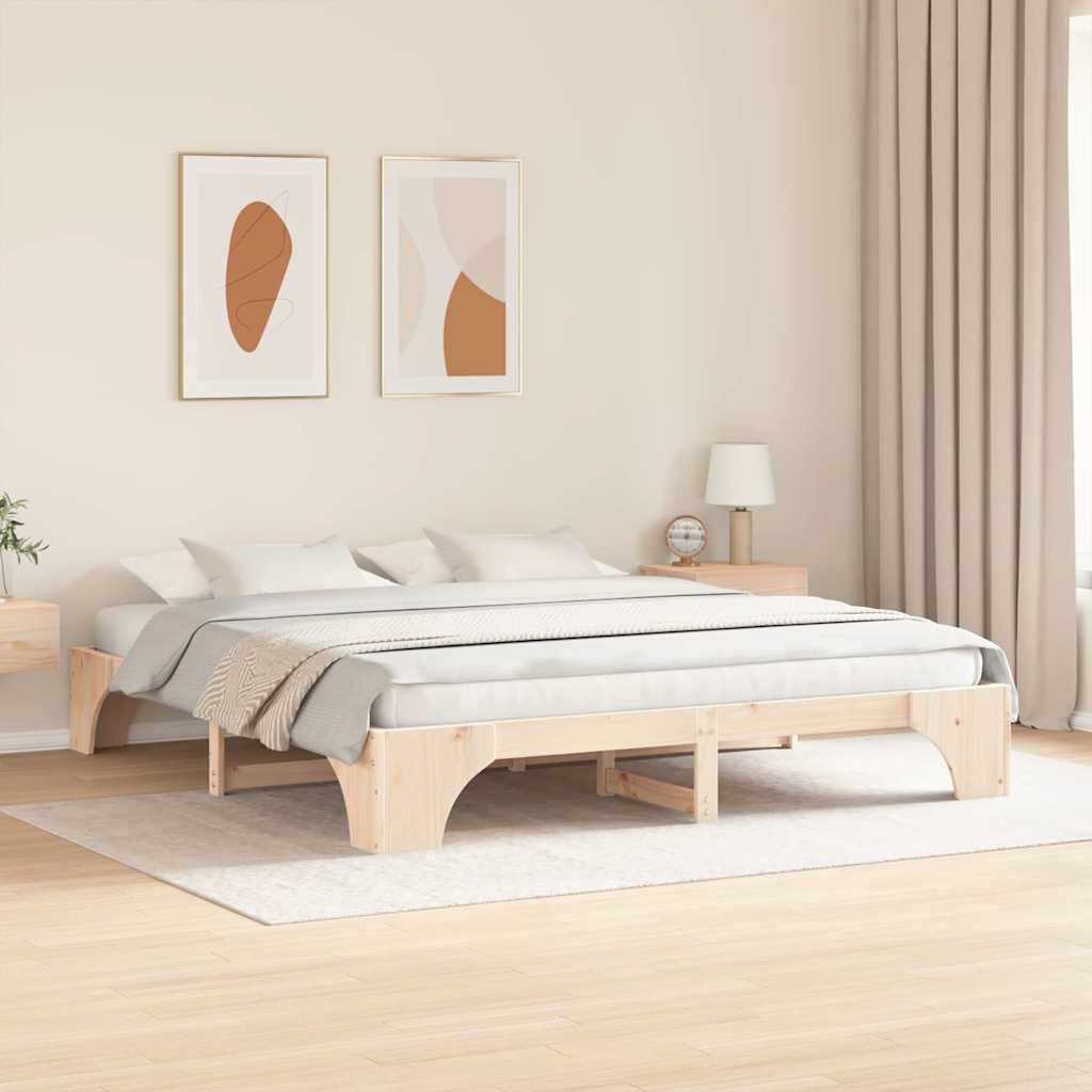 Bedframe Naturel 200 x 200 cm Massief grenenhout is nu te koop bij PeponiXL, paradijselijk wonen!