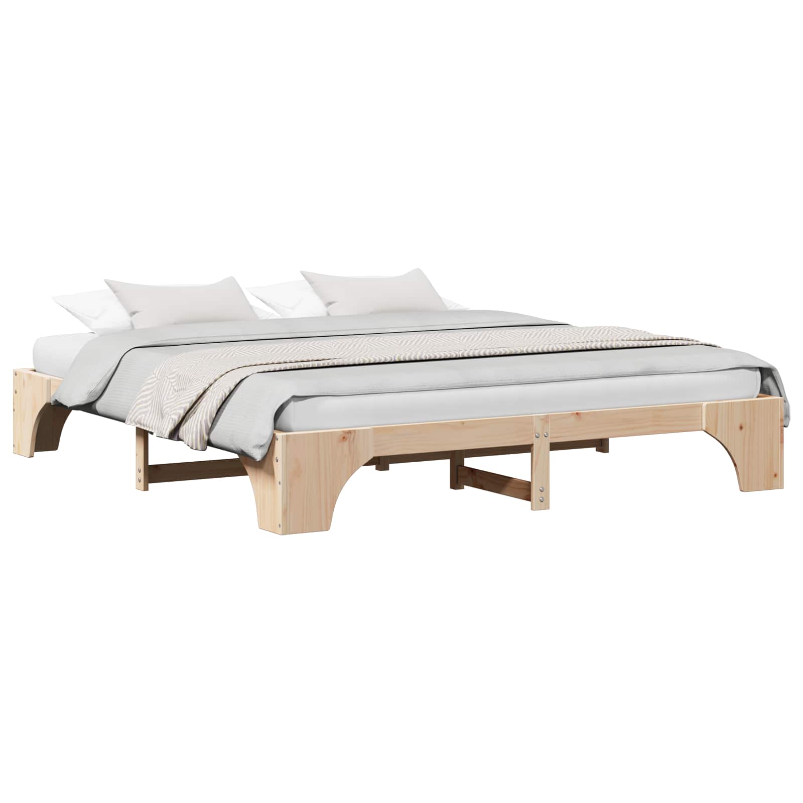Bedframe Naturel 200 x 200 cm Massief grenenhout is nu te koop bij PeponiXL, paradijselijk wonen!