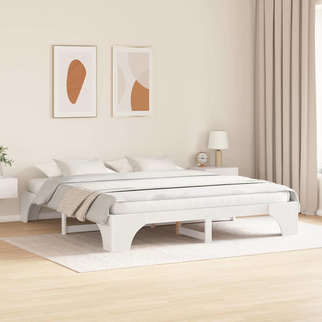 Bedframe Wit 200 x 200 cm Massief grenenhout is nu te koop bij PeponiXL, paradijselijk wonen!
