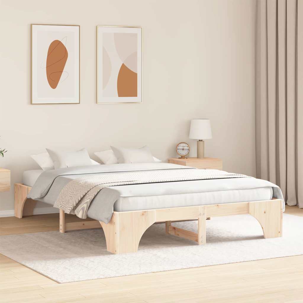Bedframe Naturel 150 x 200 cm Massief grenenhout is nu te koop bij PeponiXL, paradijselijk wonen!