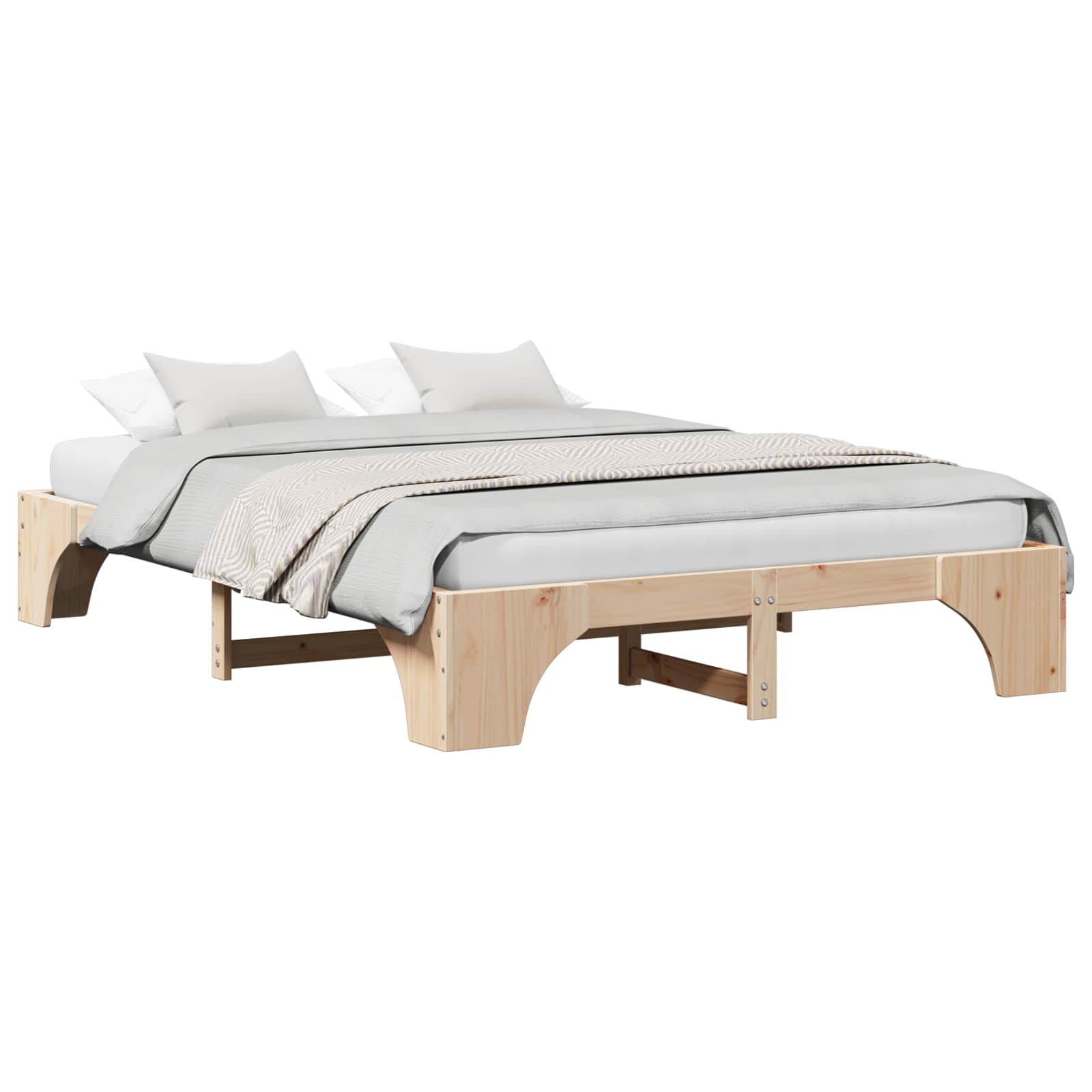 Bedframe Naturel 150 x 200 cm Massief grenenhout is nu te koop bij PeponiXL, paradijselijk wonen!