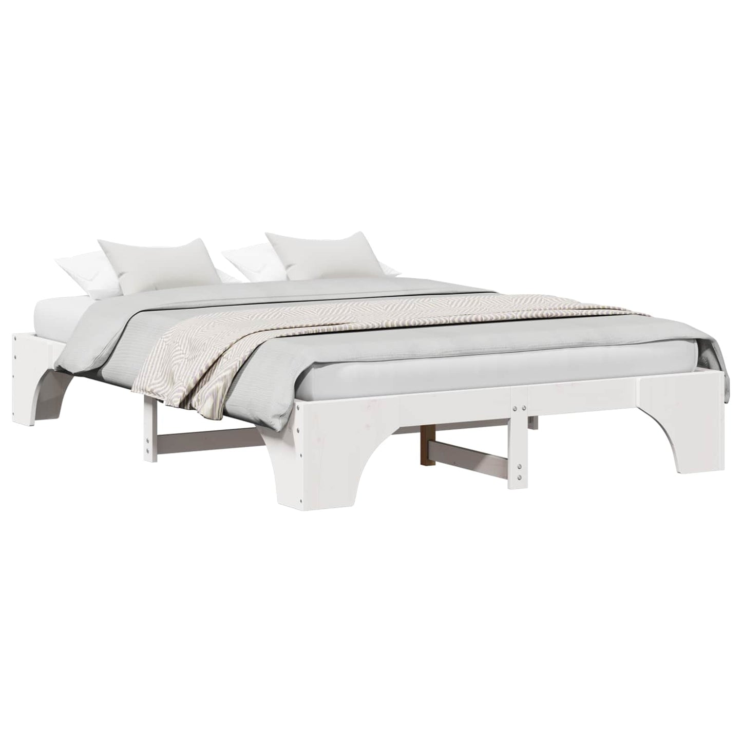 Bedframe Wit 150 x 200 cm Massief grenenhout is nu te koop bij PeponiXL, paradijselijk wonen!