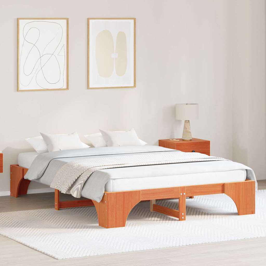 Bedframe Wasbruin 150 x 200 cm Massief grenenhout is nu te koop bij PeponiXL, paradijselijk wonen!