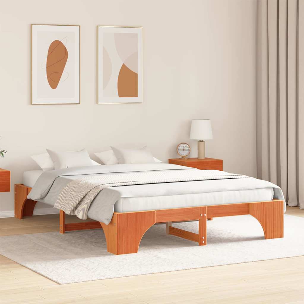 Bedframe Wasbruin 140 x 200 cm Massief grenenhout is nu te koop bij PeponiXL, paradijselijk wonen!