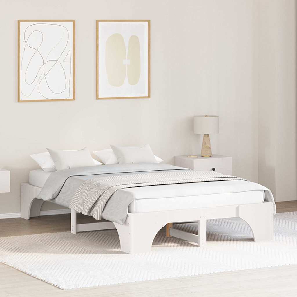 Bedframe Wit 140 x 190 cm Massief grenenhout is nu te koop bij PeponiXL, paradijselijk wonen!