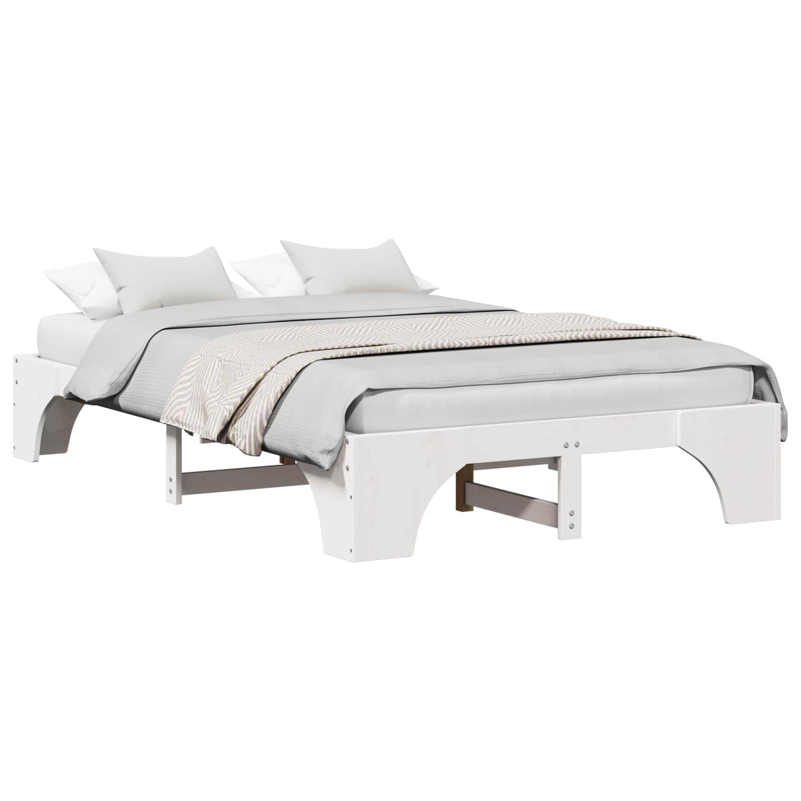Bedframe Wit 135 x 190 cm Massief grenenhout is nu te koop bij PeponiXL, paradijselijk wonen!