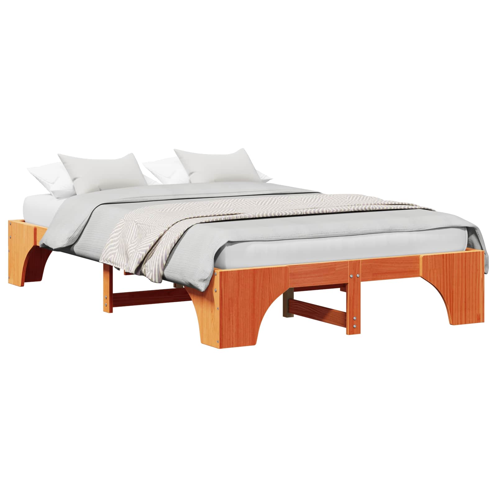 Bedframe Wasbruin 135 x 190 cm Massief grenenhout is nu te koop bij PeponiXL, paradijselijk wonen!