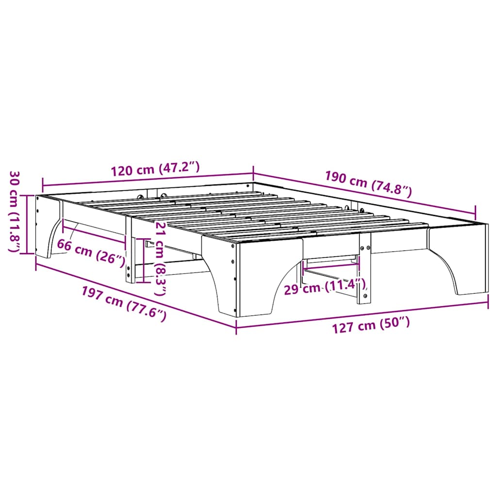 Bedframe Wit 120 x 190 cm Massief grenenhout is nu te koop bij PeponiXL, paradijselijk wonen!