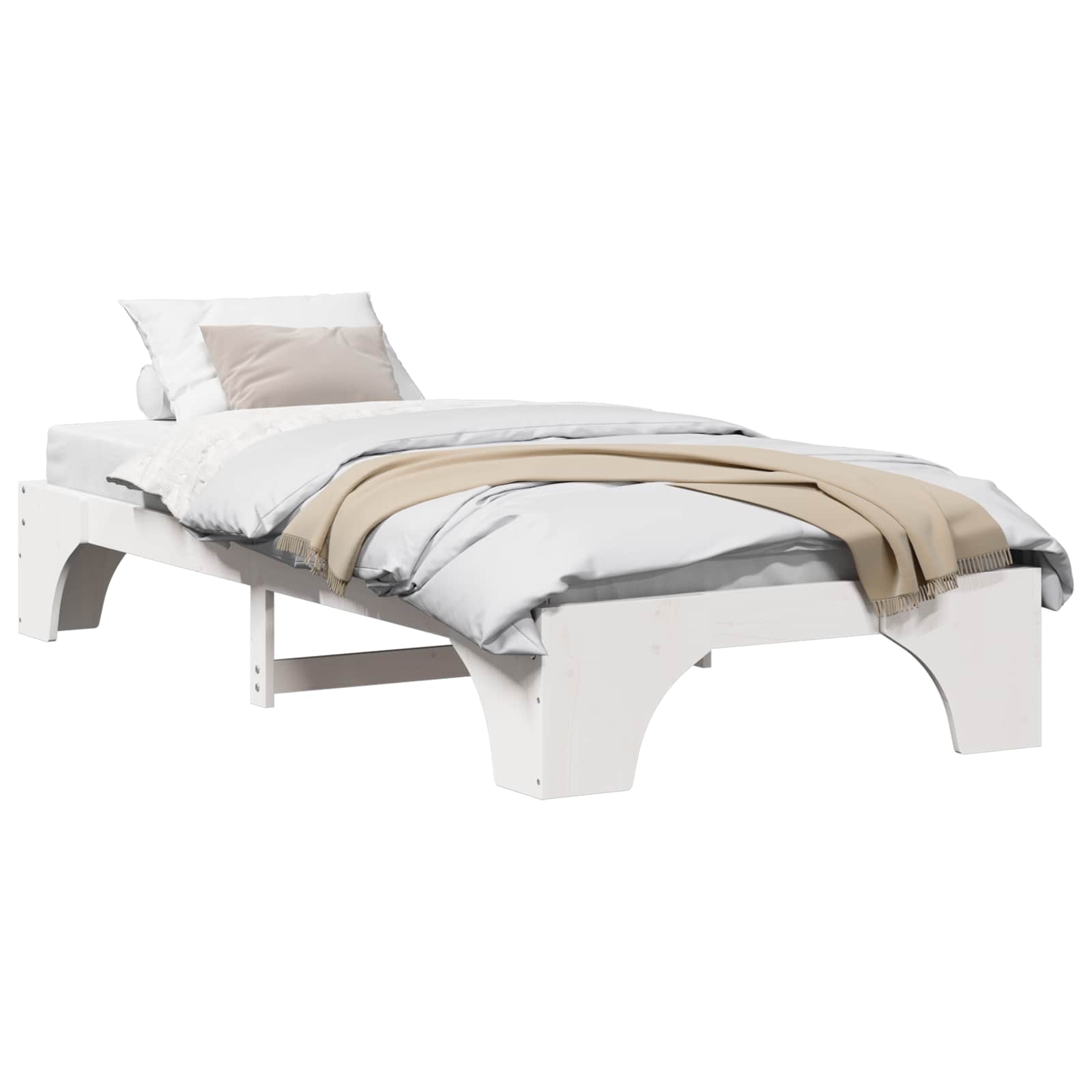 Bedframe Wit 80 x 200 cm Massief grenenhout is nu te koop bij PeponiXL, paradijselijk wonen!