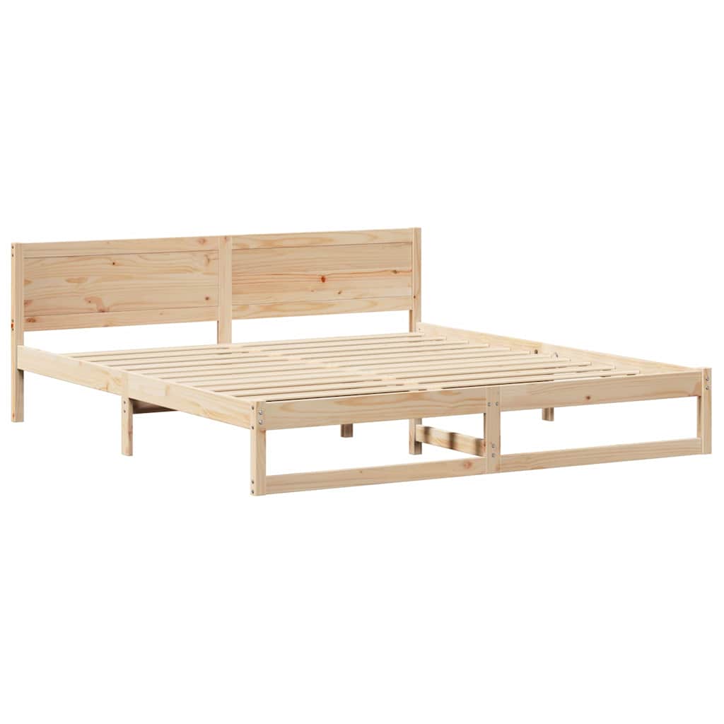 Bedframe met hoofdeinde Naturel 200 x 200 cm Massief grenenhout is nu te koop bij PeponiXL, paradijselijk wonen!