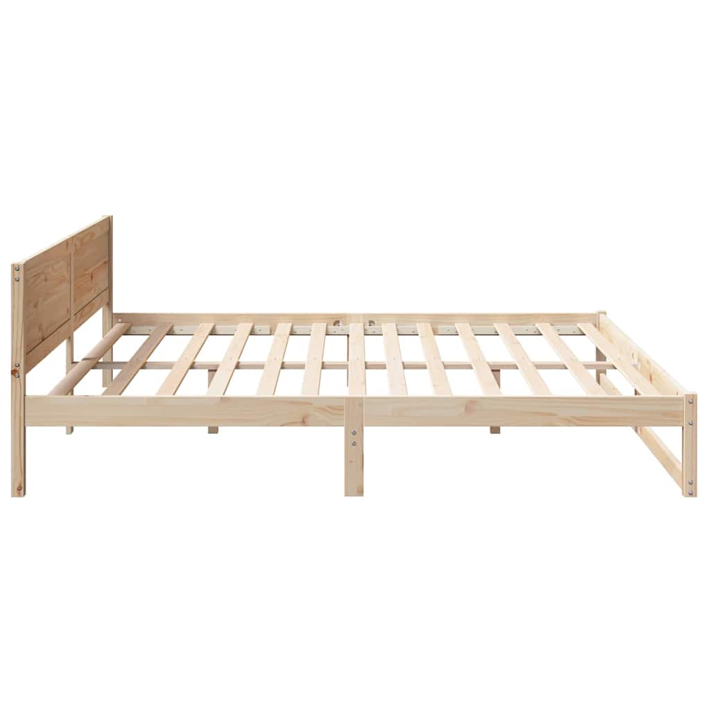 Bedframe met hoofdeinde Naturel 200 x 200 cm Massief grenenhout is nu te koop bij PeponiXL, paradijselijk wonen!