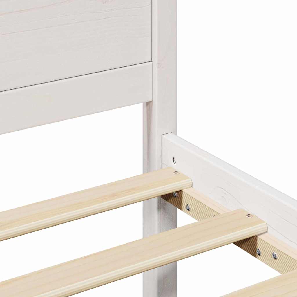 Bedframe met hoofdeinde Wit 200 x 200 cm Massief grenenhout is nu te koop bij PeponiXL, paradijselijk wonen!