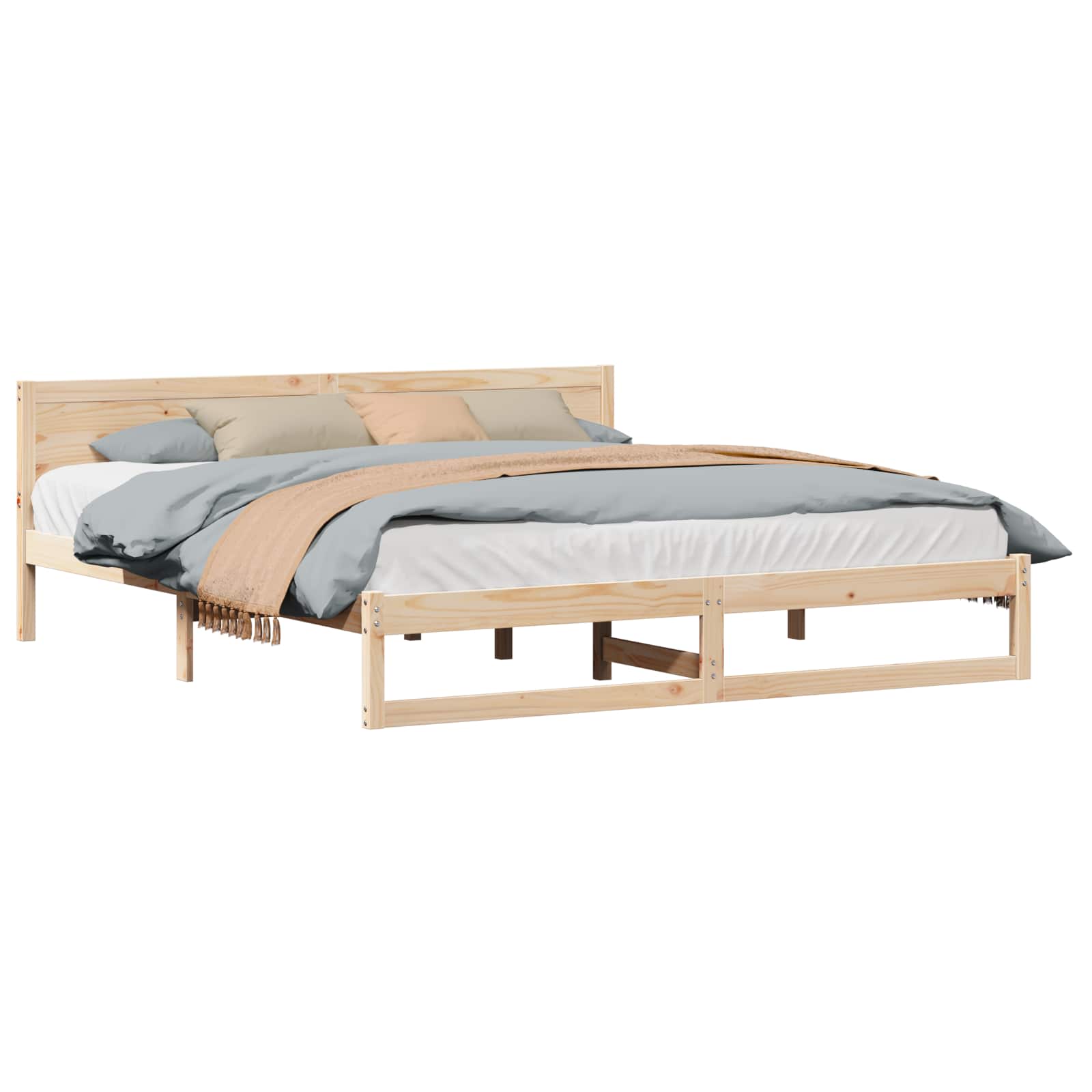 Bedframe met hoofdeinde Naturel 180 x 200 cm Massief grenenhout is nu te koop bij PeponiXL, paradijselijk wonen!