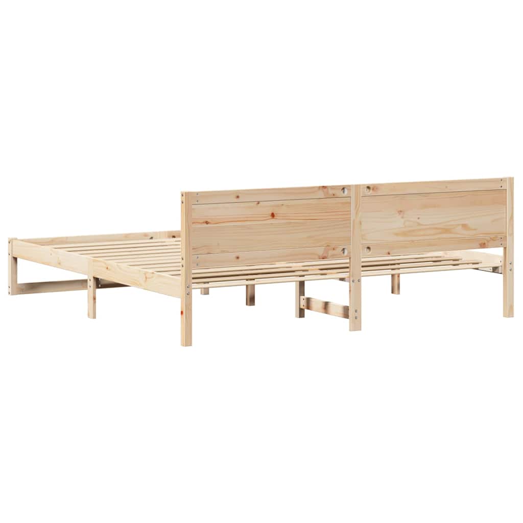 Bedframe met hoofdeinde Naturel 180 x 200 cm Massief grenenhout is nu te koop bij PeponiXL, paradijselijk wonen!