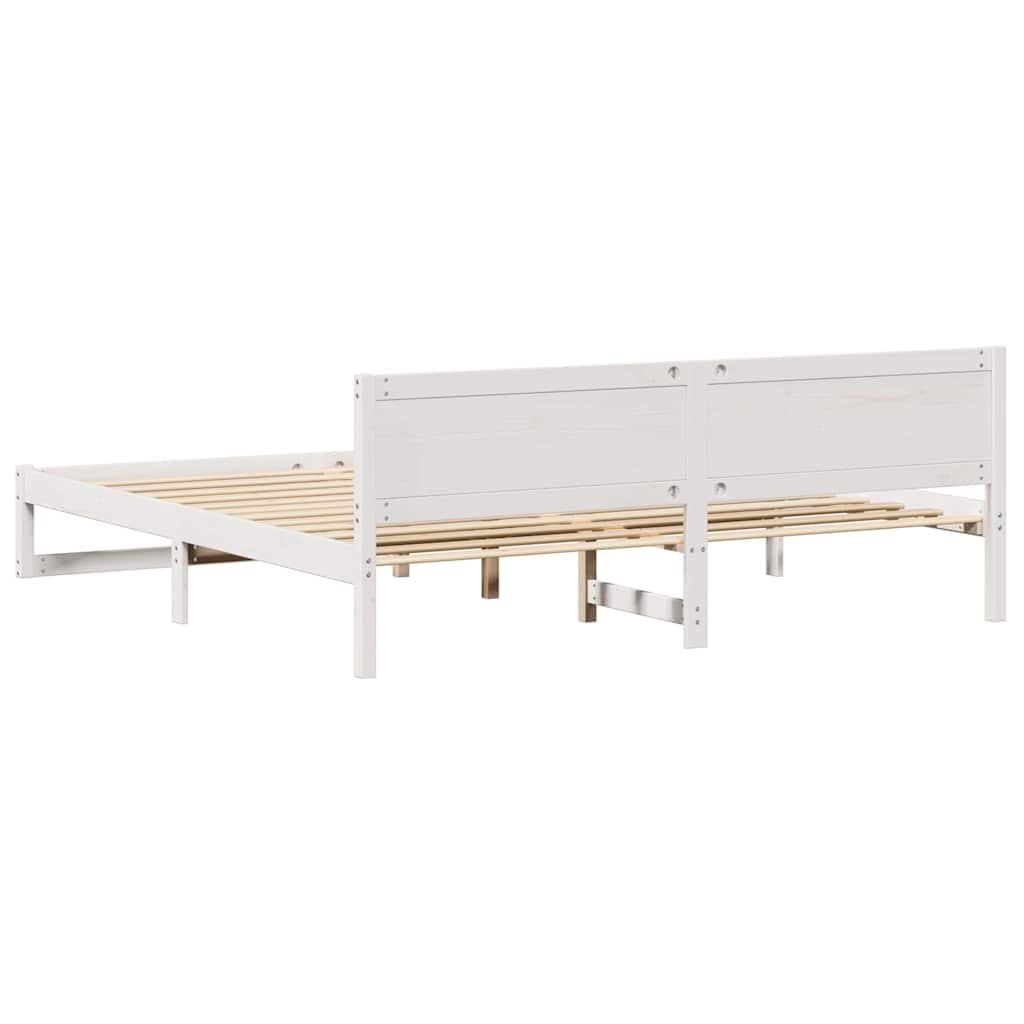 Bedframe met hoofdeinde Wit 180 x 200 cm Massief grenenhout is nu te koop bij PeponiXL, paradijselijk wonen!