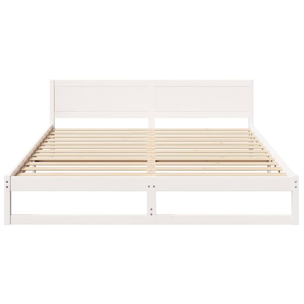Bedframe met hoofdeinde Wit 180 x 200 cm Massief grenenhout is nu te koop bij PeponiXL, paradijselijk wonen!