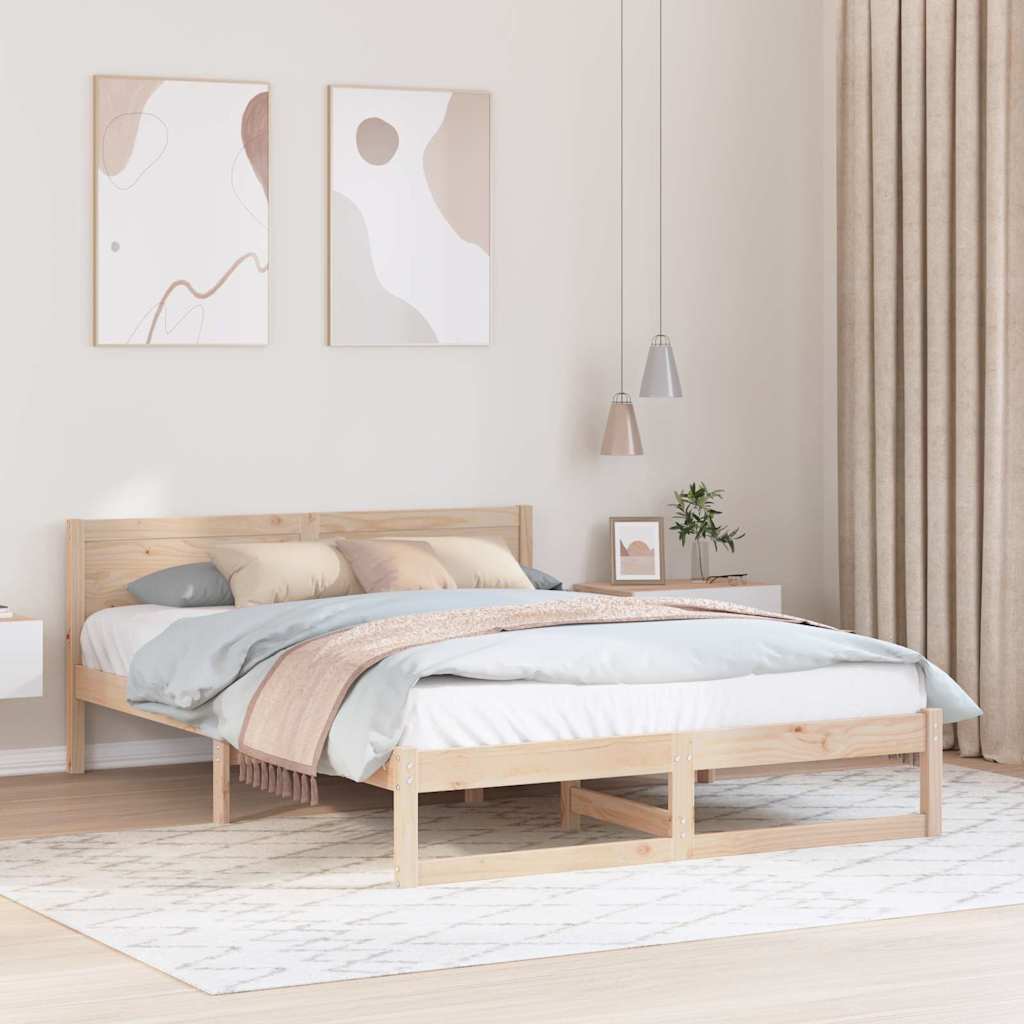Bedframe met hoofdeinde Naturel 160 x 200 cm Massief grenenhout is nu te koop bij PeponiXL, paradijselijk wonen!