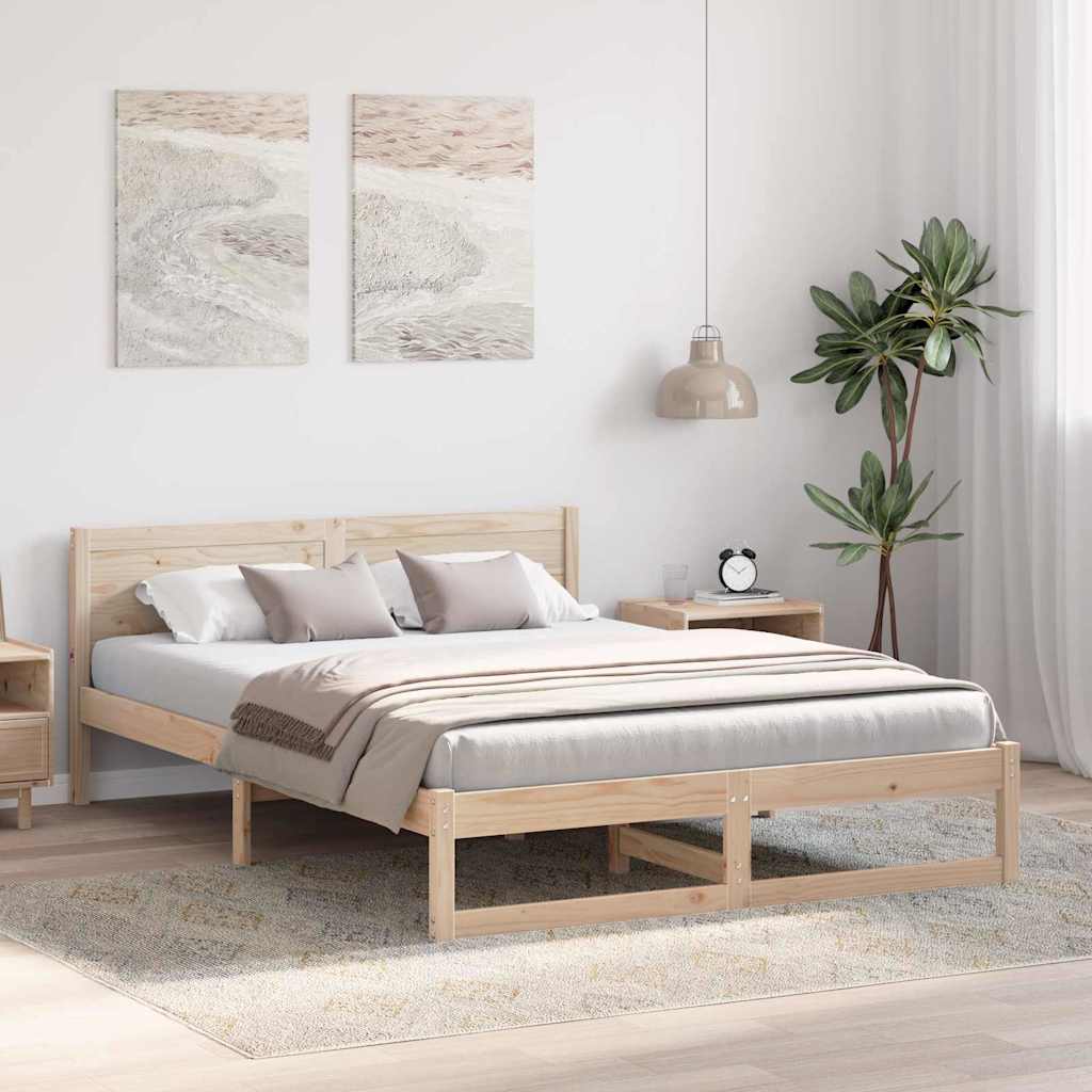 Bedframe met hoofdeinde Naturel 160 x 200 cm Massief grenenhout is nu te koop bij PeponiXL, paradijselijk wonen!