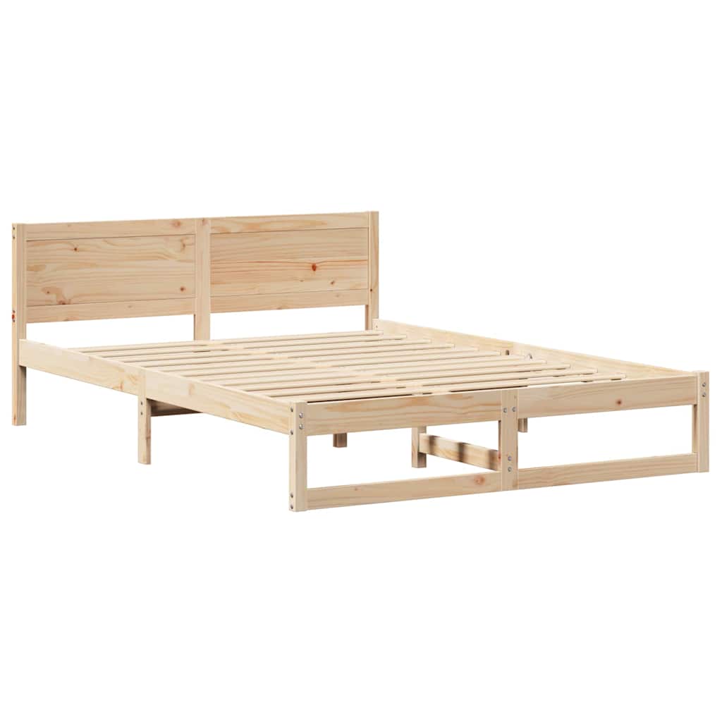 Bedframe met hoofdeinde Naturel 160 x 200 cm Massief grenenhout is nu te koop bij PeponiXL, paradijselijk wonen!