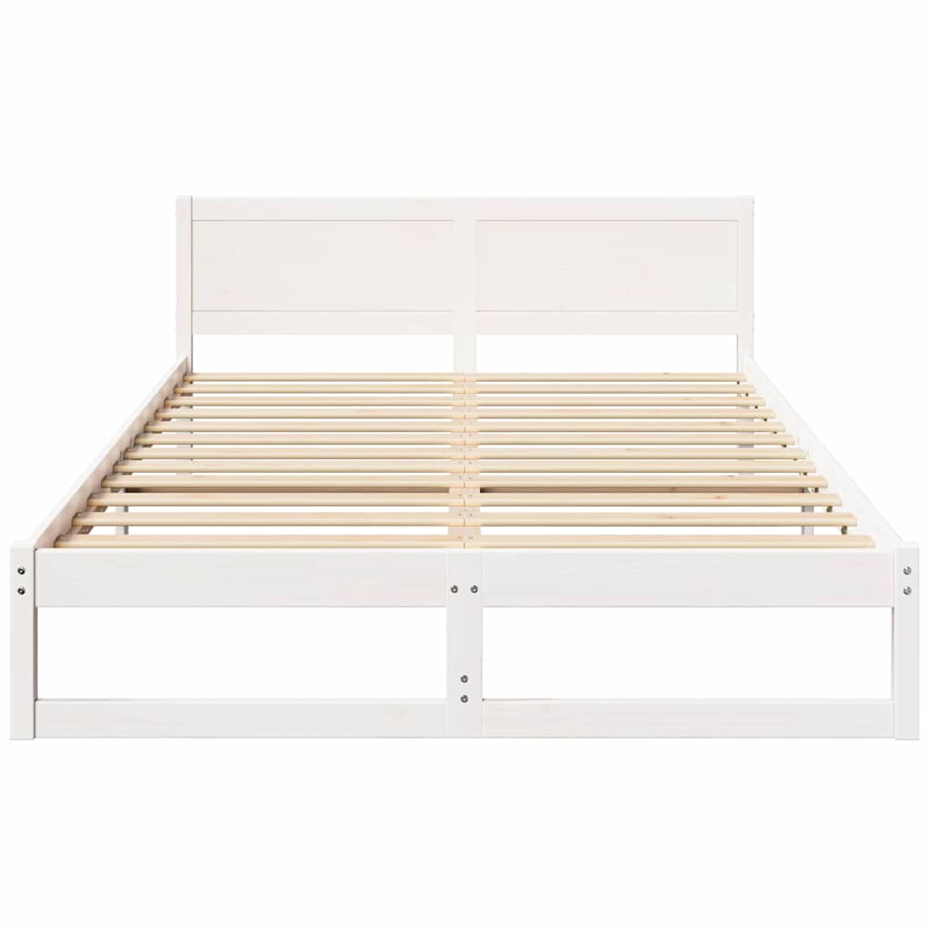 Bedframe met hoofdeinde Wit 160 x 200 cm Massief grenenhout is nu te koop bij PeponiXL, paradijselijk wonen!