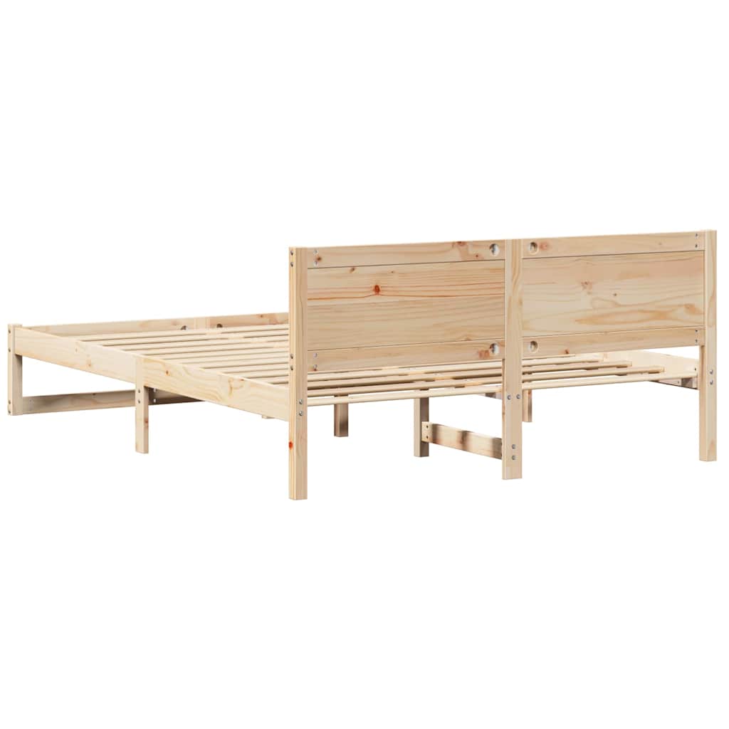Bedframe met hoofdeinde Naturel 140 x 200 cm Massief grenenhout is nu te koop bij PeponiXL, paradijselijk wonen!