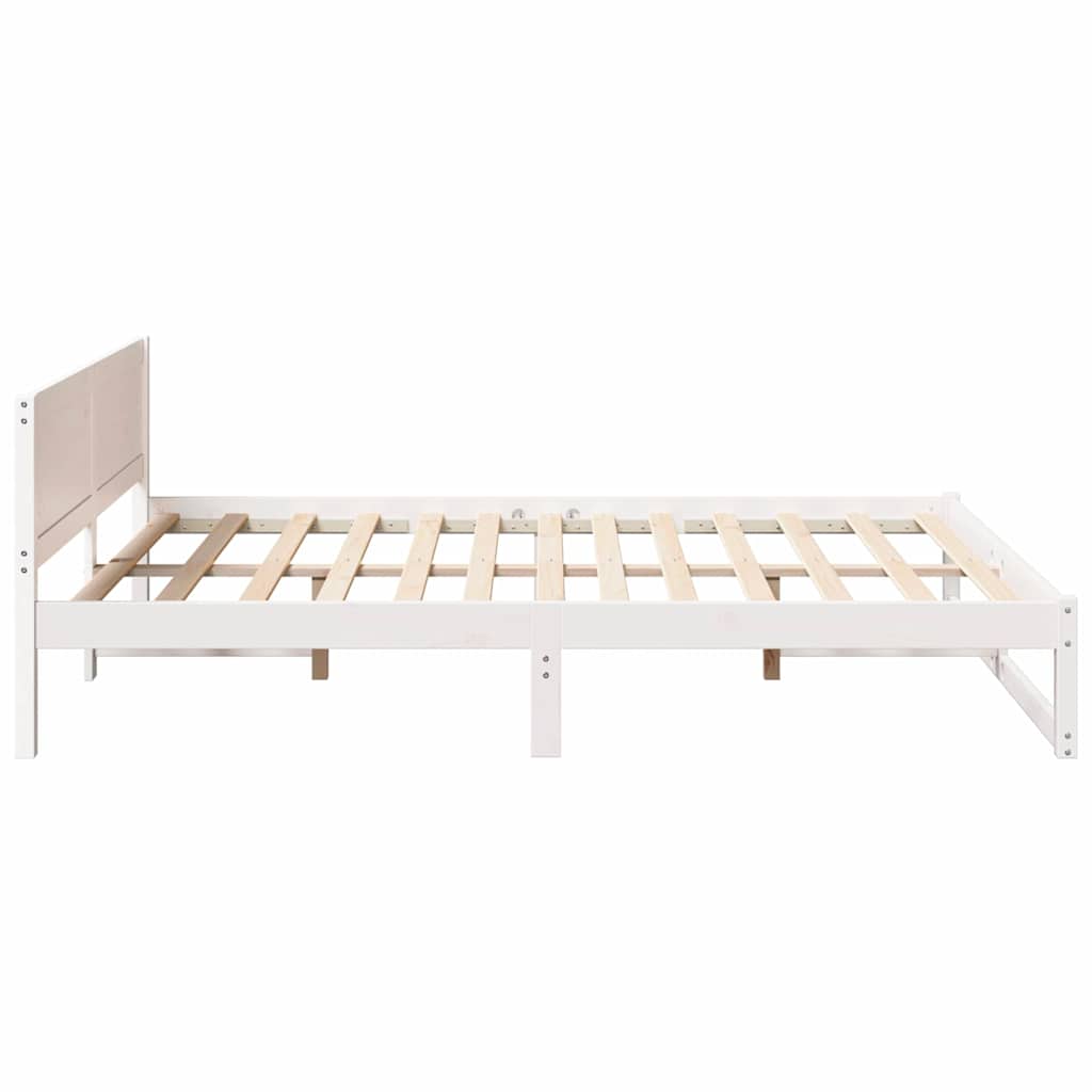 Bedframe met hoofdeinde Wit 140 x 200 cm Massief grenenhout is nu te koop bij PeponiXL, paradijselijk wonen!