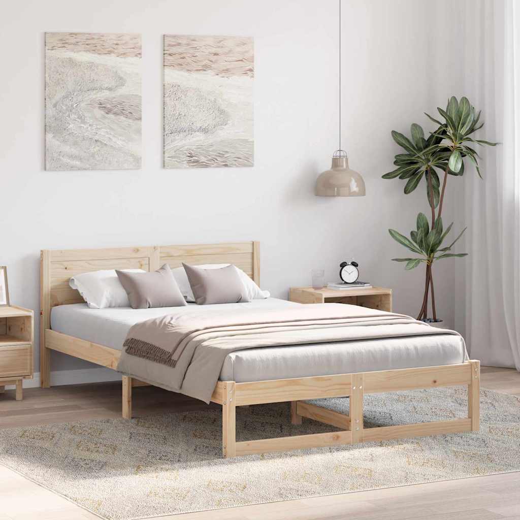 Bedframe met hoofdeinde Naturel 120 x 200 cm Massief grenenhout is nu te koop bij PeponiXL, paradijselijk wonen!