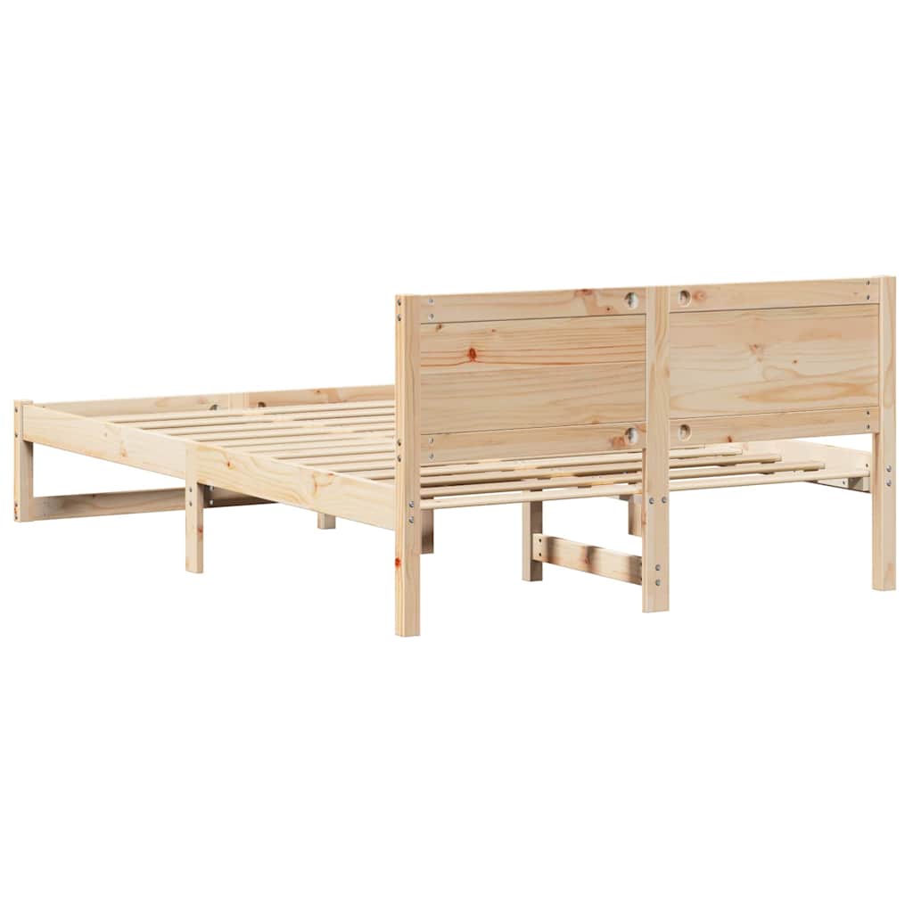 Bedframe met hoofdeinde Naturel 140 x 190 cm Massief grenenhout is nu te koop bij PeponiXL, paradijselijk wonen!