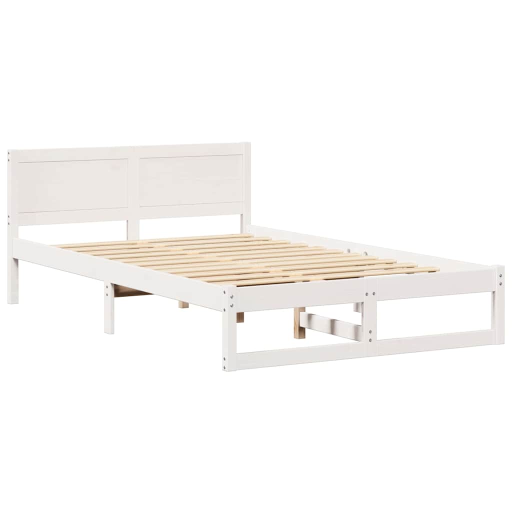 Bedframe met hoofdeinde Wit 140 x 190 cm Massief grenenhout is nu te koop bij PeponiXL, paradijselijk wonen!