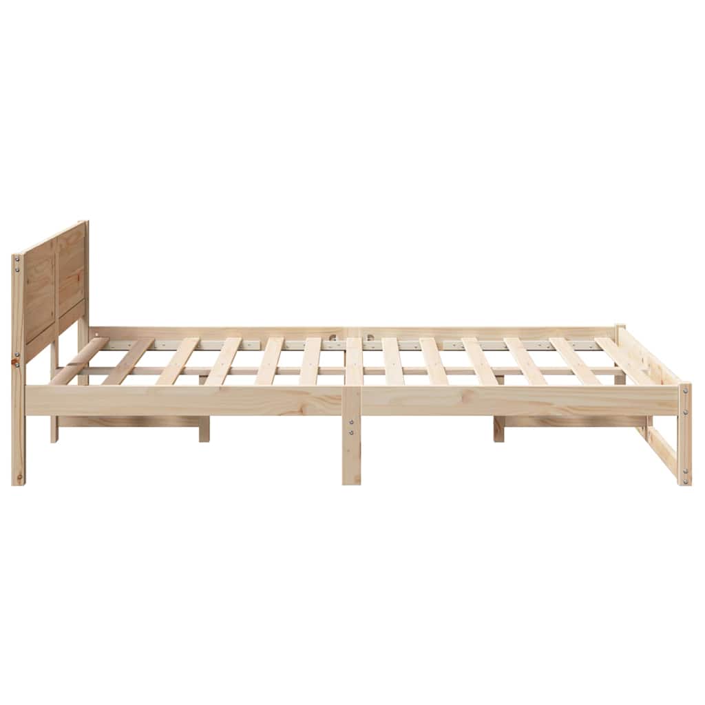 Bedframe met hoofdeinde Naturel 135 x 190 cm Massief grenenhout is nu te koop bij PeponiXL, paradijselijk wonen!