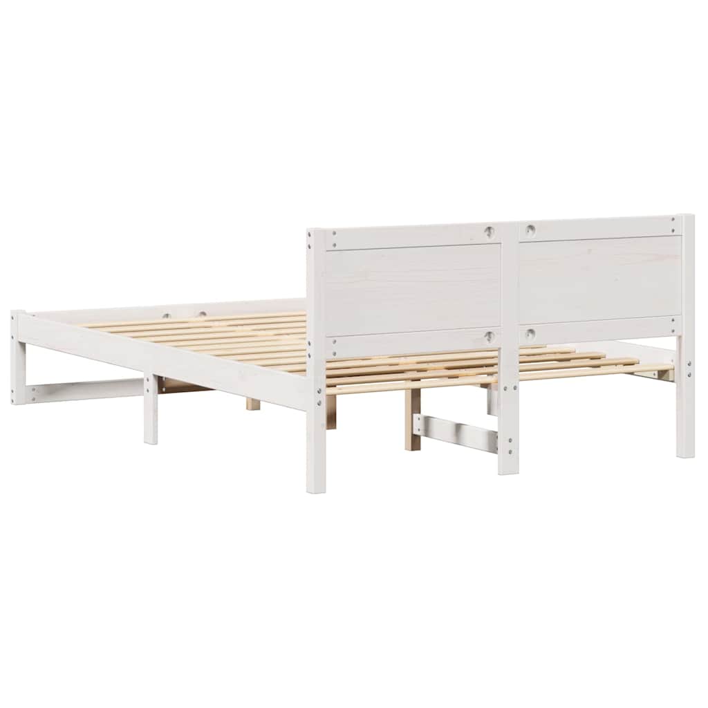 Bedframe met hoofdeinde Wit 135 x 190 cm Massief grenenhout is nu te koop bij PeponiXL, paradijselijk wonen!