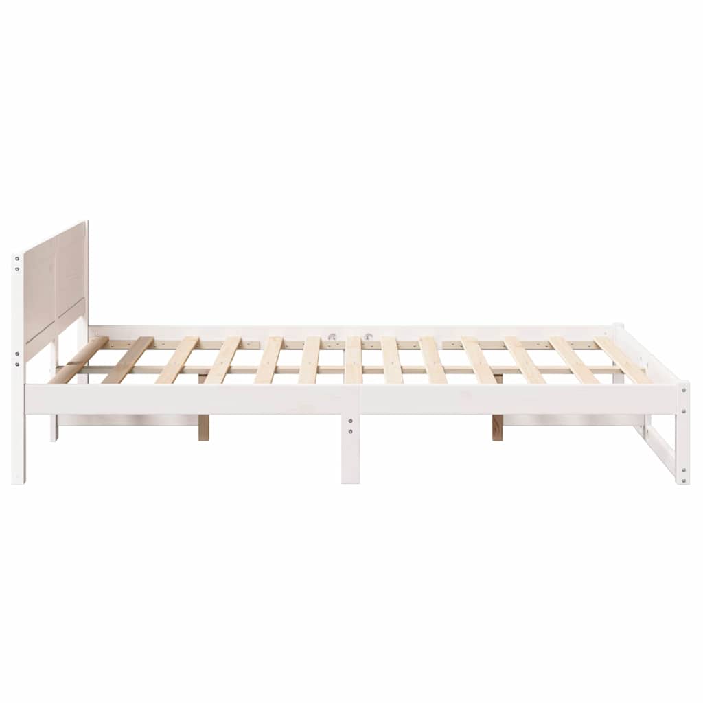 Bedframe met hoofdeinde Wit 135 x 190 cm Massief grenenhout is nu te koop bij PeponiXL, paradijselijk wonen!