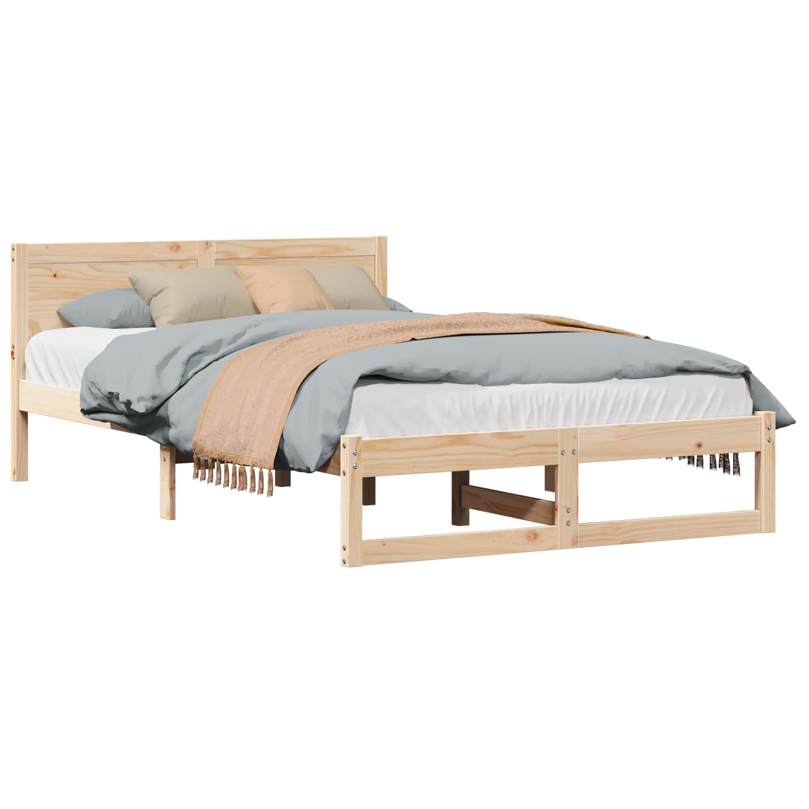 Bedframe met hoofdeinde Naturel 120 x 190 cm Massief grenenhout is nu te koop bij PeponiXL, paradijselijk wonen!