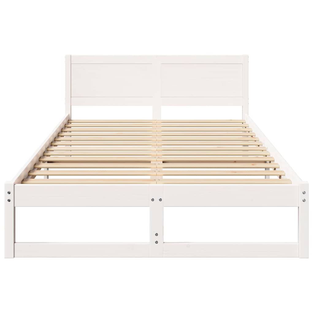 Bedframe met hoofdeinde Wit 120 x 190 cm Massief grenenhout is nu te koop bij PeponiXL, paradijselijk wonen!