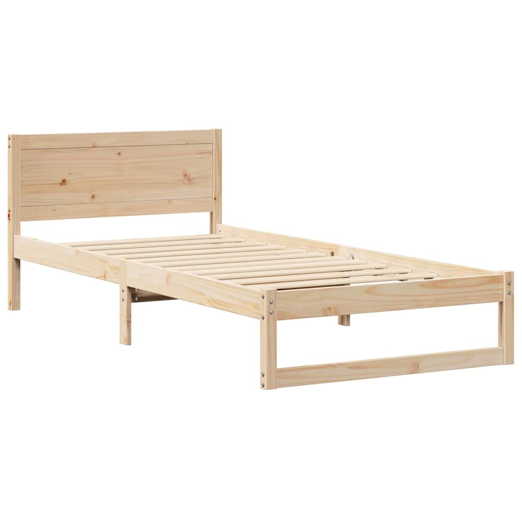 Bedframe met hoofdeinde Naturel 90 x 200 cm Massief grenenhout is nu te koop bij PeponiXL, paradijselijk wonen!