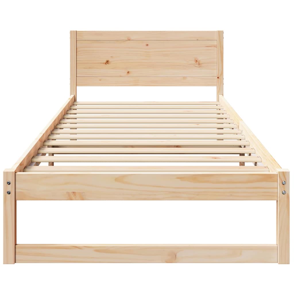 Bedframe met hoofdeinde Naturel 90 x 200 cm Massief grenenhout is nu te koop bij PeponiXL, paradijselijk wonen!
