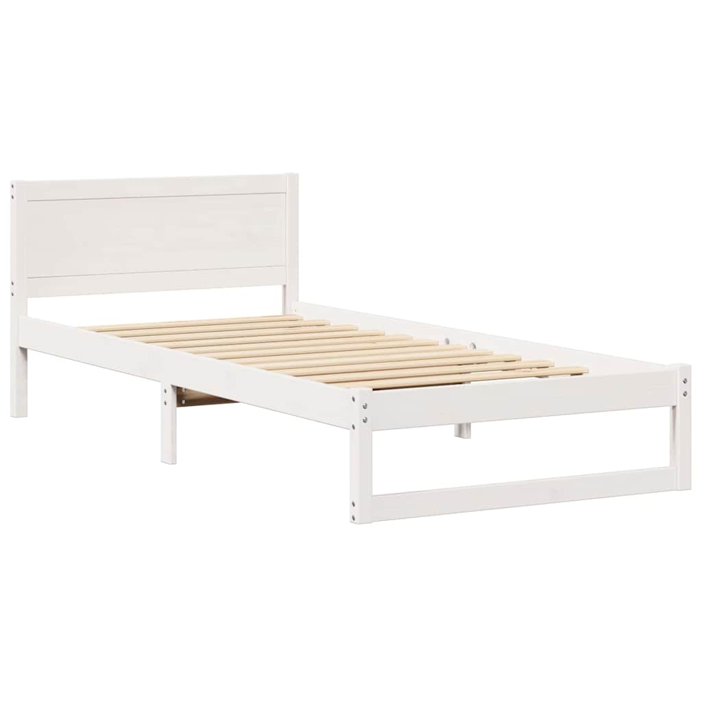 Bedframe met hoofdeinde Wit 90 x 200 cm Massief grenenhout is nu te koop bij PeponiXL, paradijselijk wonen!