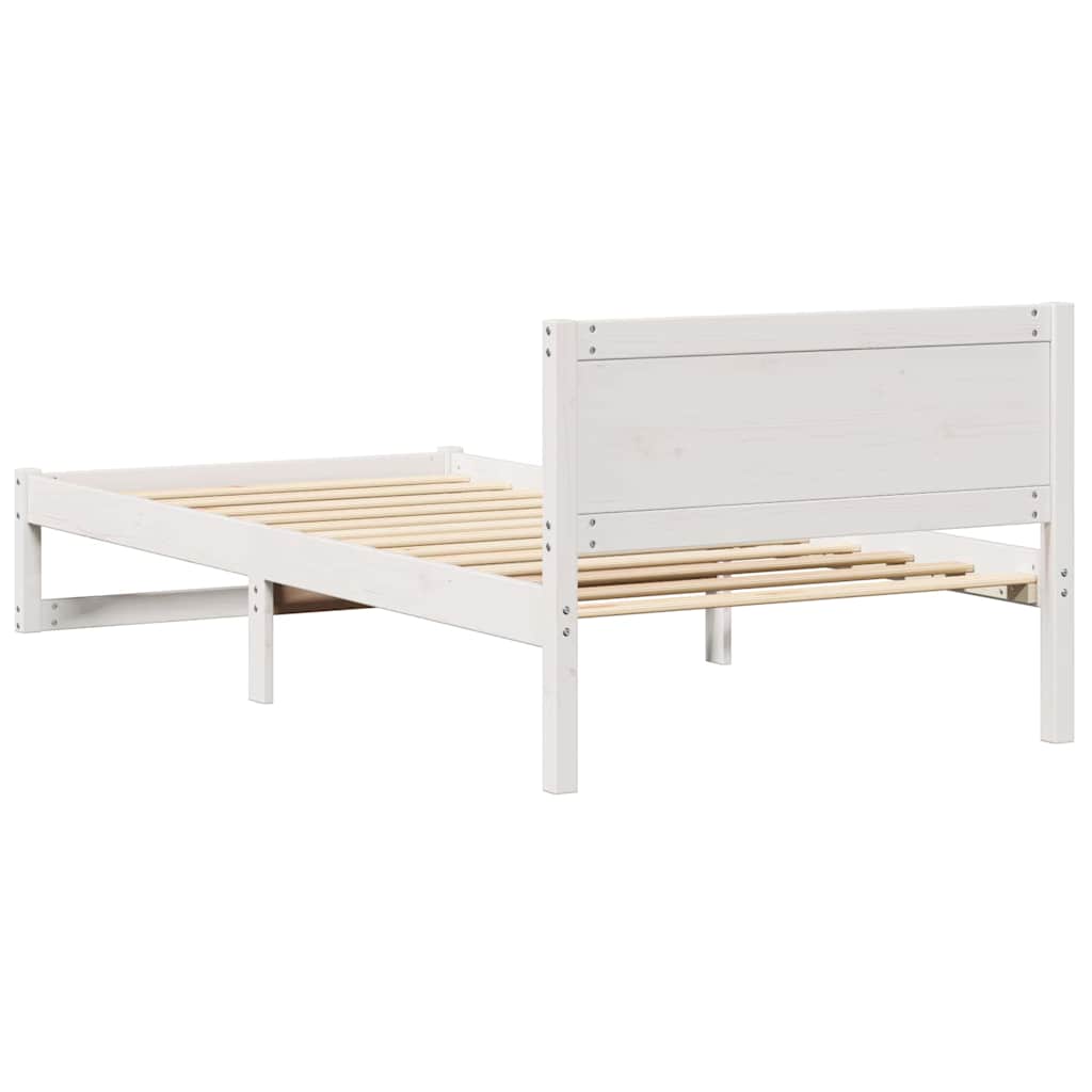 Bedframe met hoofdeinde Wit 90 x 200 cm Massief grenenhout is nu te koop bij PeponiXL, paradijselijk wonen!