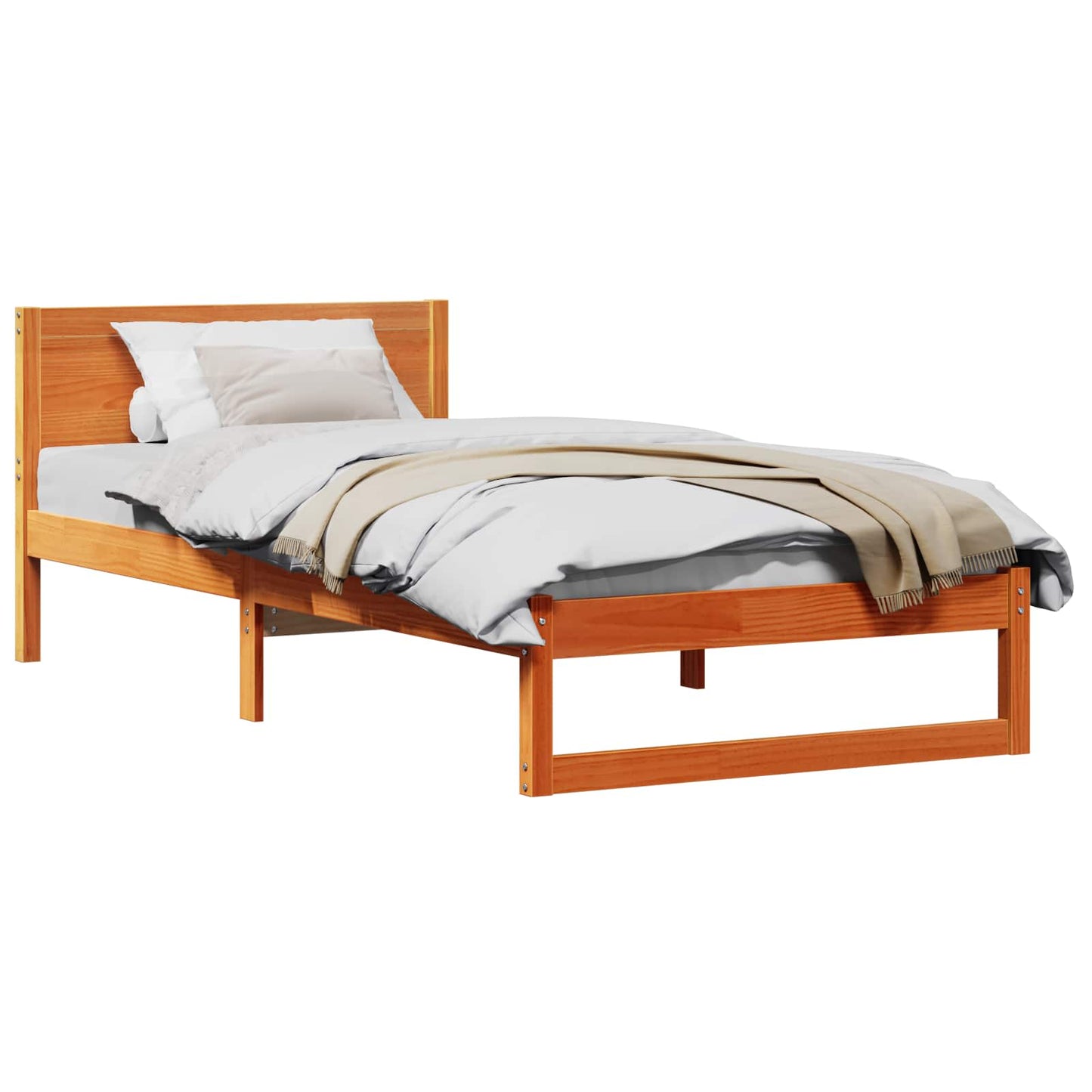 Bedframe met hoofdeinde Wasbruin 90 x 200 cm Massief grenenhout is nu te koop bij PeponiXL, paradijselijk wonen!
