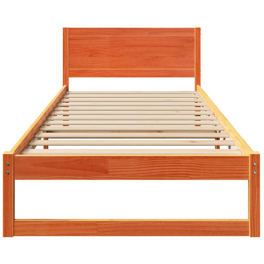 Bedframe met hoofdeinde Wasbruin 90 x 200 cm Massief grenenhout is nu te koop bij PeponiXL, paradijselijk wonen!