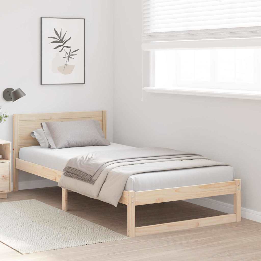 Bedframe met hoofdeinde Naturel 80 x 200 cm Massief grenenhout is nu te koop bij PeponiXL, paradijselijk wonen!