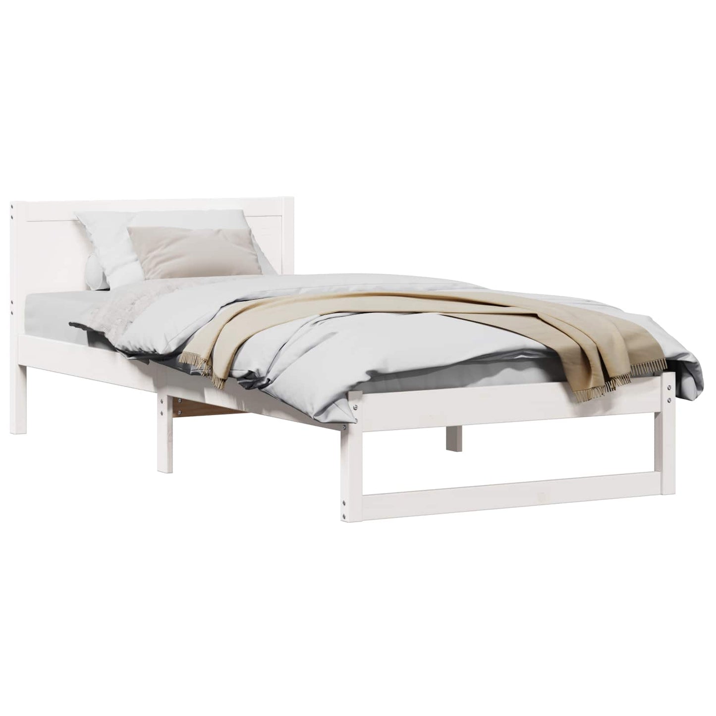 Bedframe met hoofdeinde Wit 80 x 200 cm Massief grenenhout is nu te koop bij PeponiXL, paradijselijk wonen!