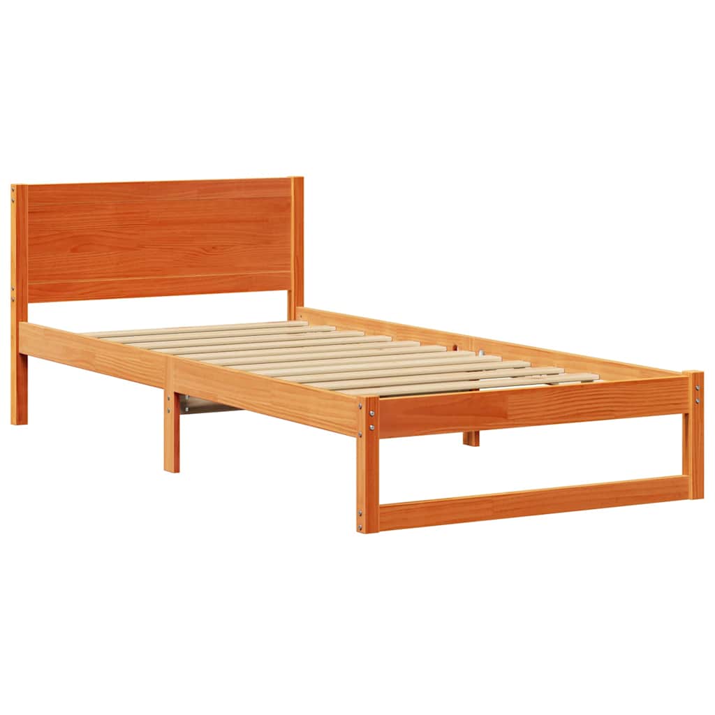 Bedframe met hoofdeinde Wasbruin 80 x 200 cm Massief grenenhout is nu te koop bij PeponiXL, paradijselijk wonen!