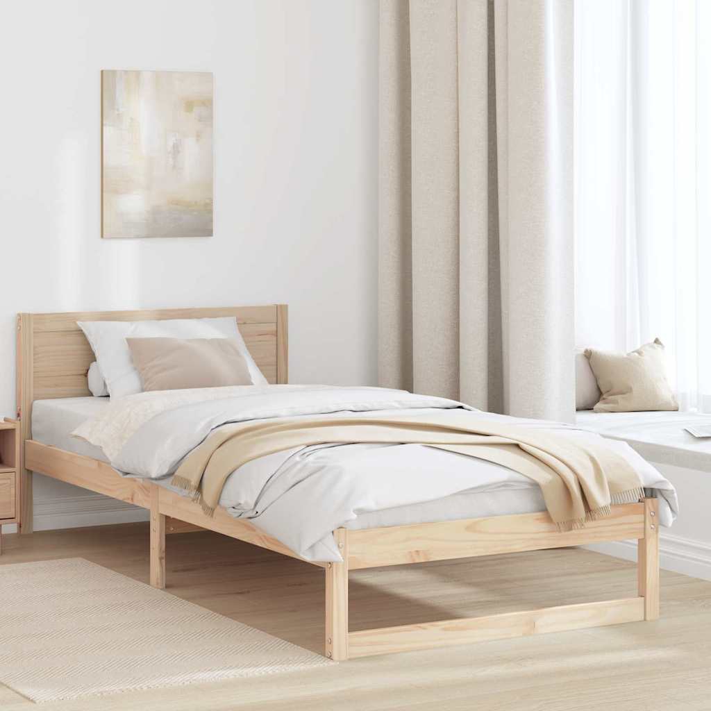 Bedframe met hoofdeinde Naturel 75 x 190 cm Massief grenenhout is nu te koop bij PeponiXL, paradijselijk wonen!