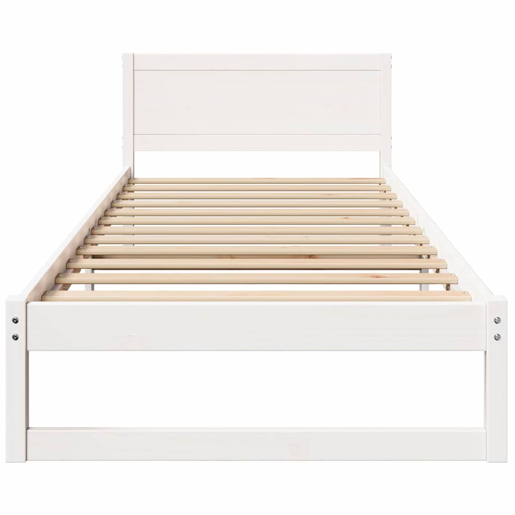 Bedframe met hoofdeinde Wit 75 x 190 cm Massief grenenhout is nu te koop bij PeponiXL, paradijselijk wonen!