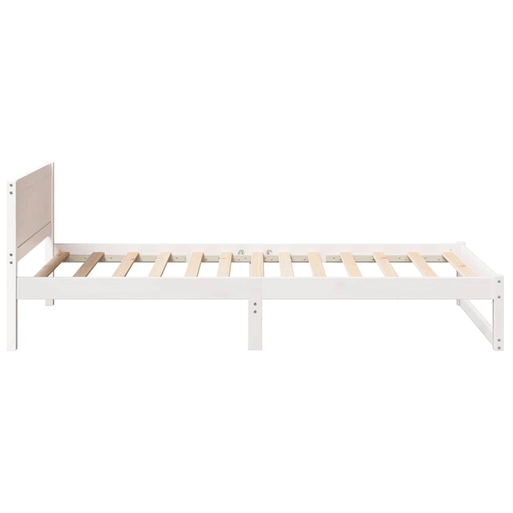 Bedframe met hoofdeinde Wit 75 x 190 cm Massief grenenhout is nu te koop bij PeponiXL, paradijselijk wonen!
