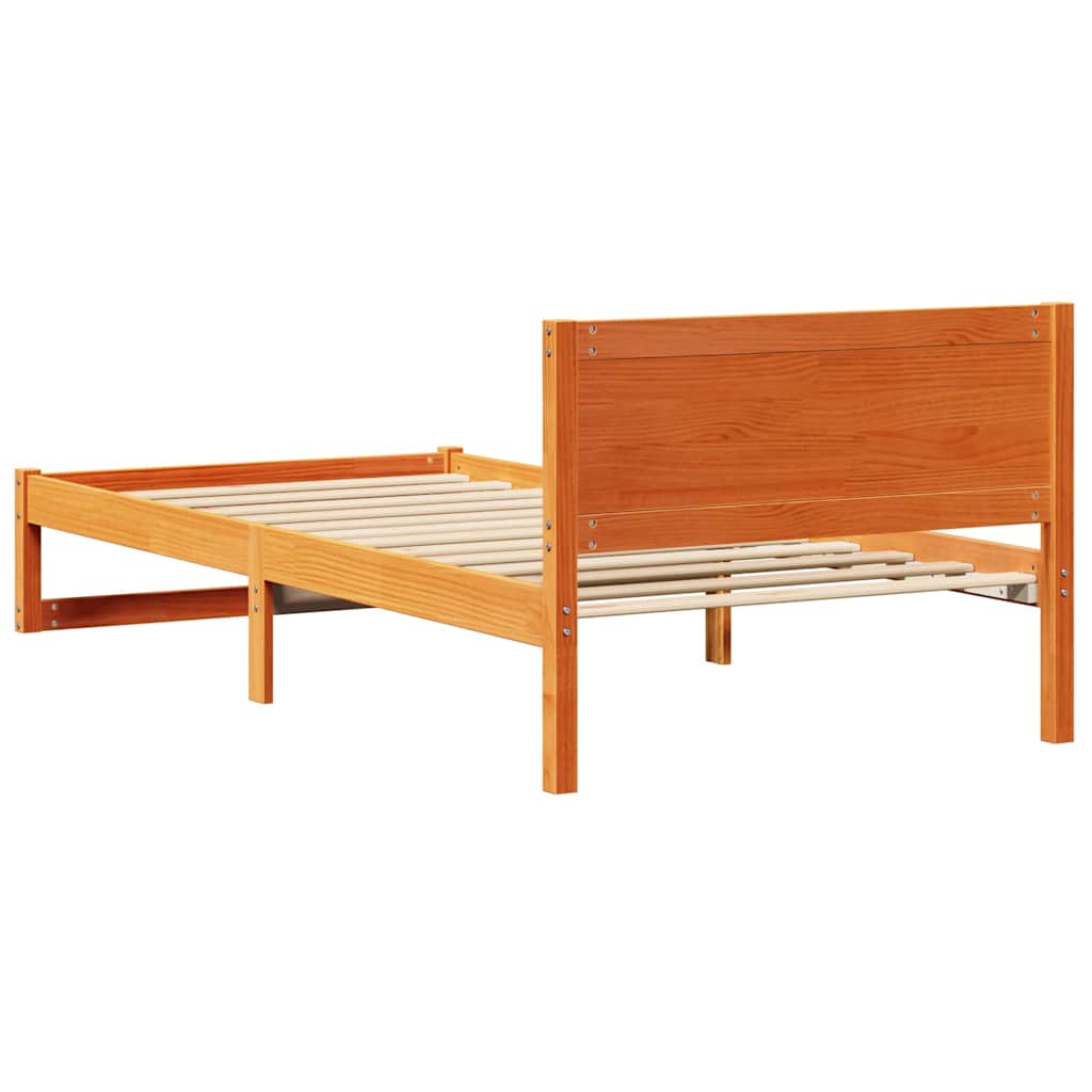 Bedframe met hoofdeinde Wasbruin 75 x 190 cm Massief grenenhout is nu te koop bij PeponiXL, paradijselijk wonen!