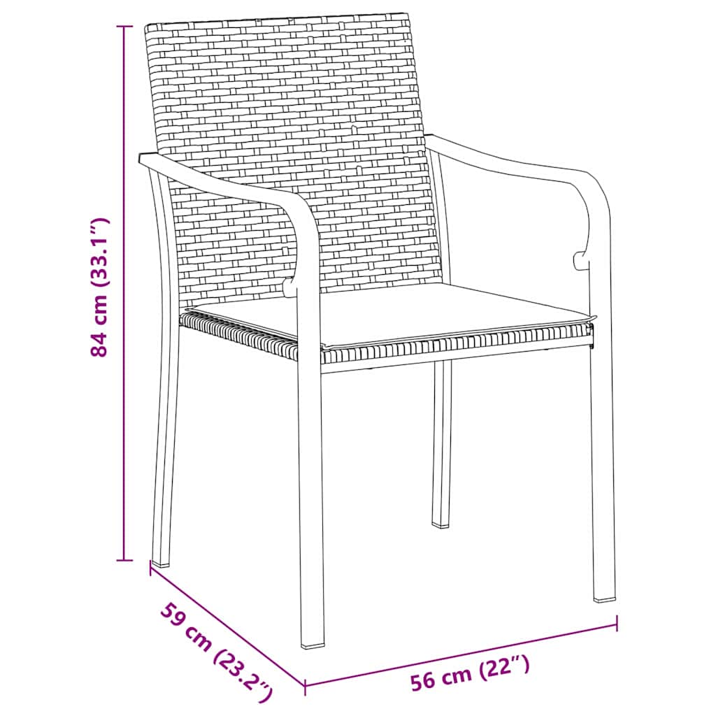 Tuin eettafelset 9 pcs Zwart en Grijs PE Rattan is nu te koop bij PeponiXL, paradijselijk wonen!