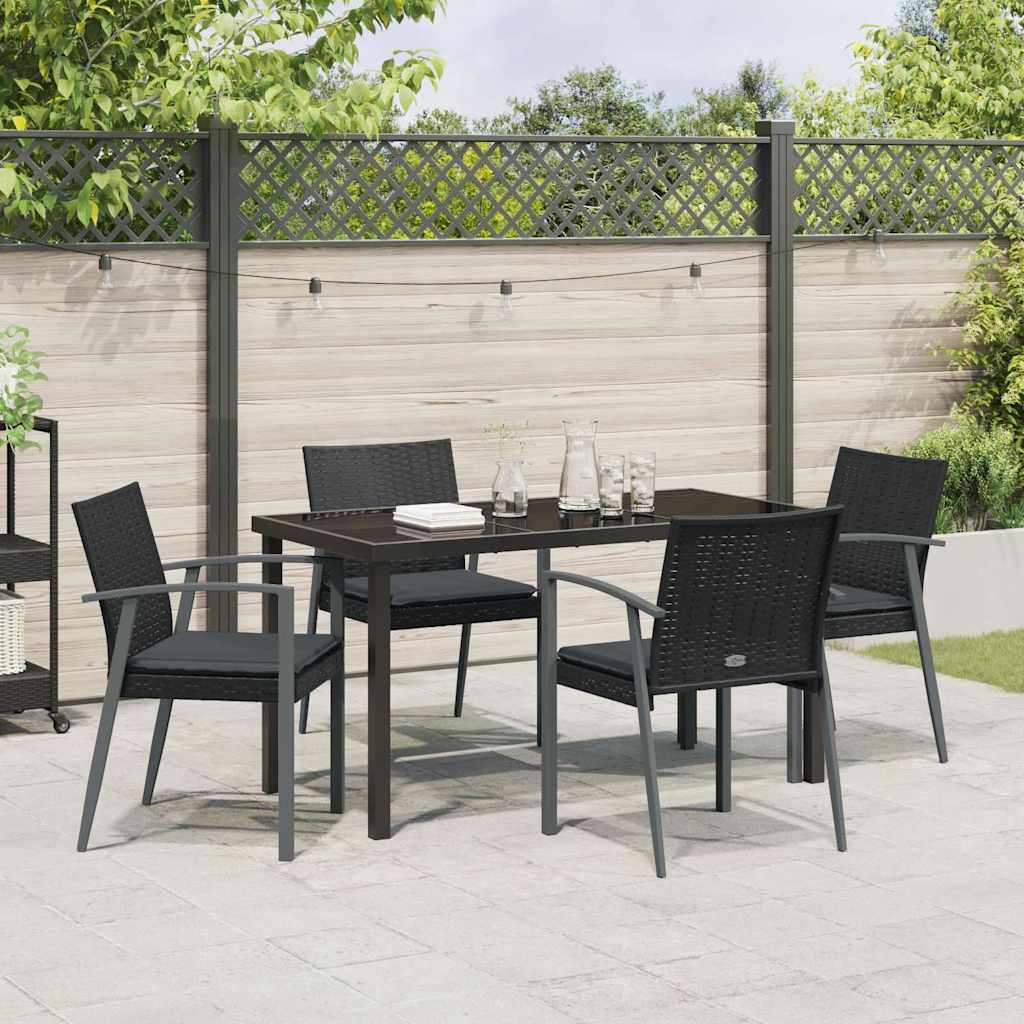 Tuin eettafelset 5 pcs Zwart en Grijs PE Rattan is nu te koop bij PeponiXL, paradijselijk wonen!